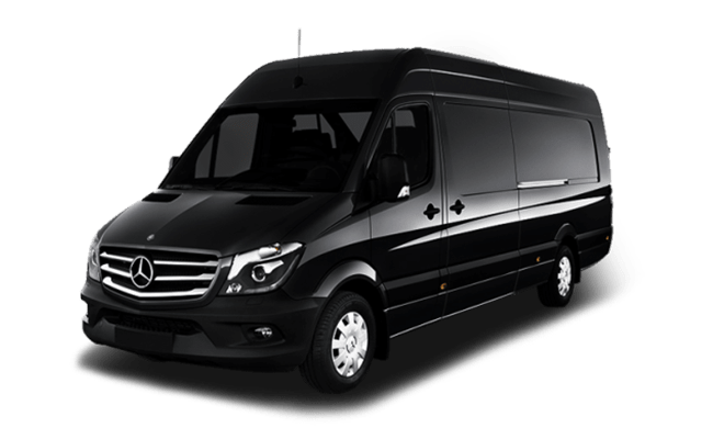 Black Mercedes Sprinter luxury van — HeXA Rides group transportation